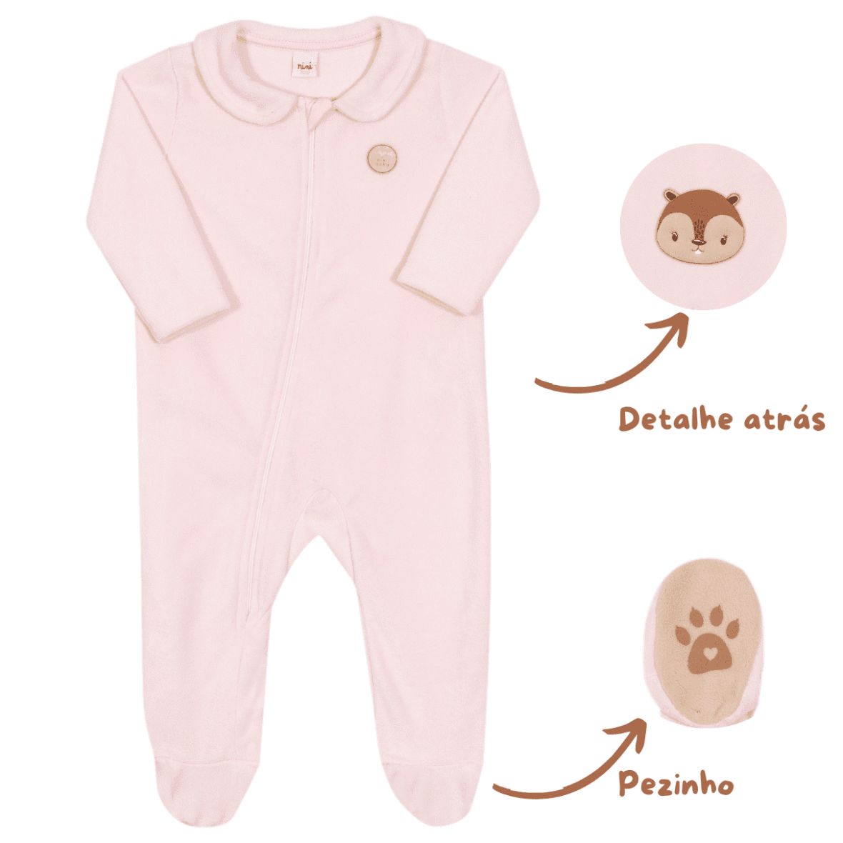 Macacão Bebê Menina O Esquilo e O Algodão Nini & Bambini
