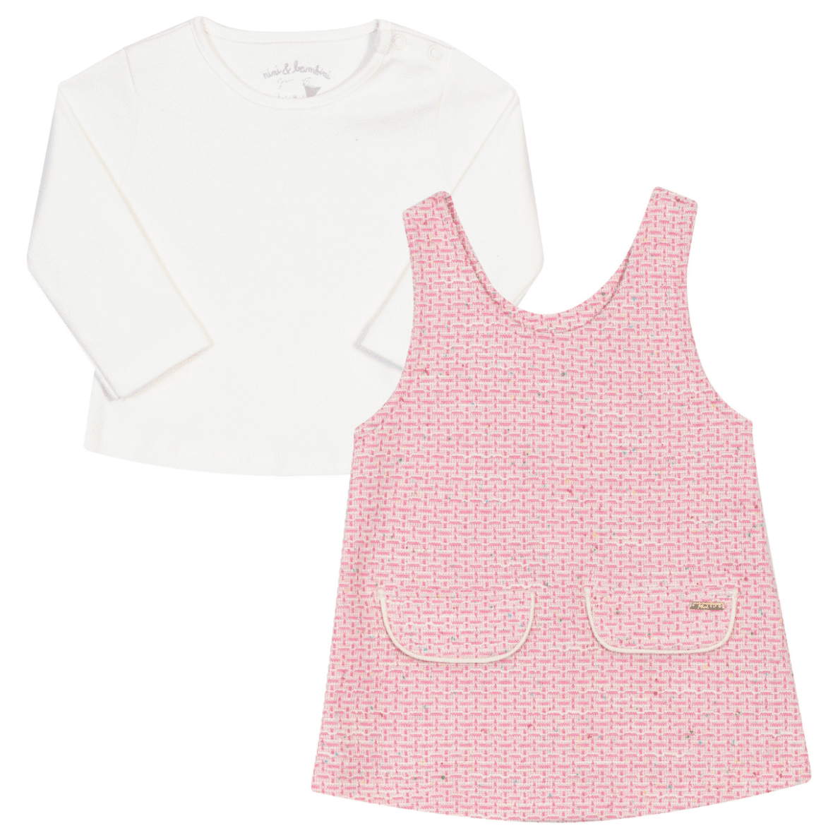 Salopete e Blusa Bebê Menina Tweed Nini & Bambini
