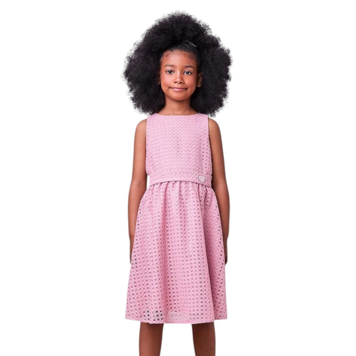 Vestido Infantil Rosa de Tule Texturizado Animê