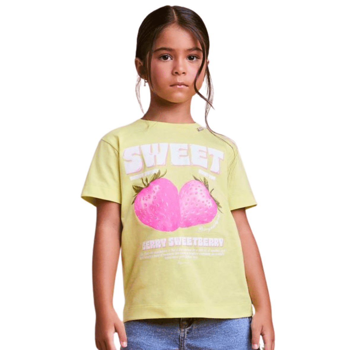 Blusa Infantil Manga Curta Sweet Morangos Animê