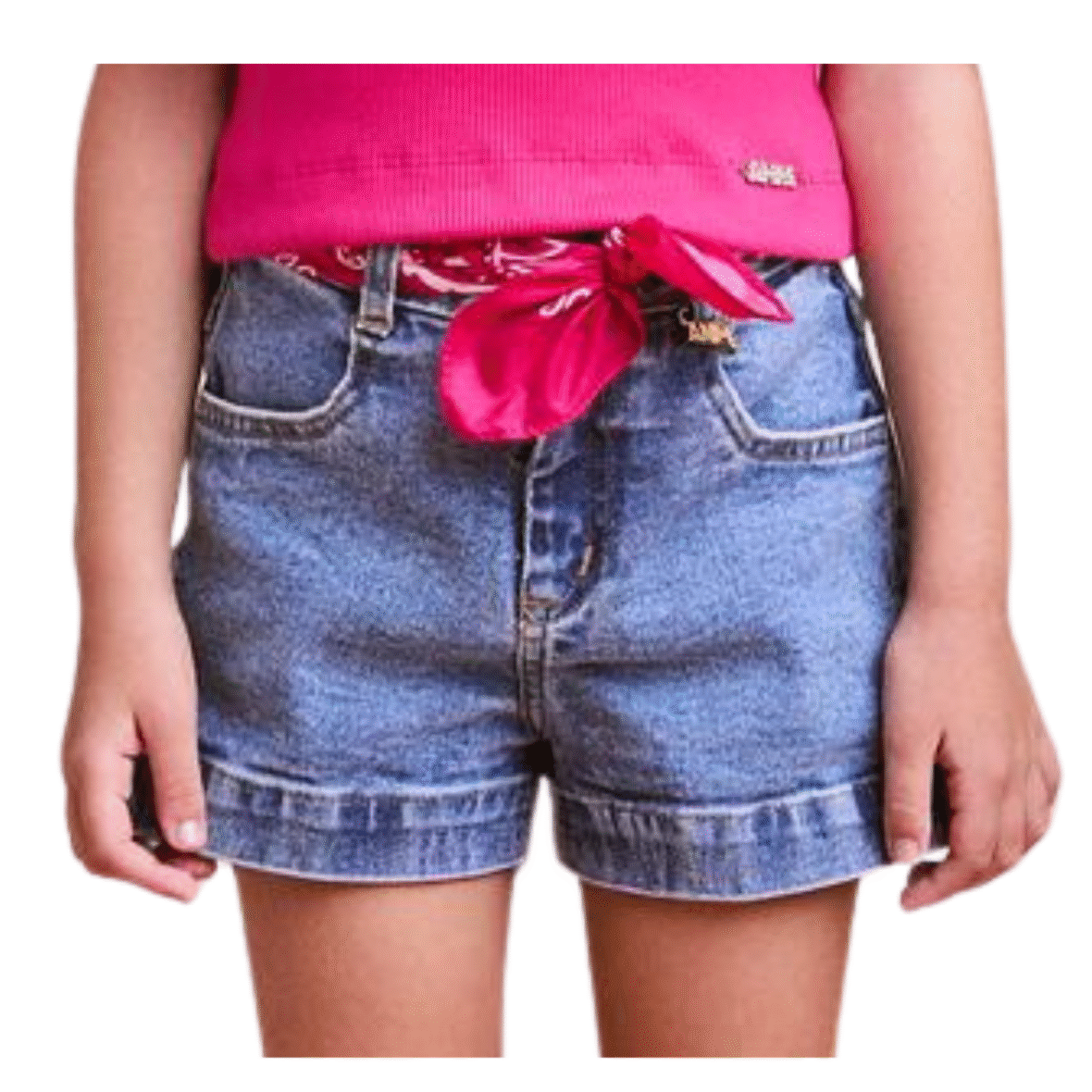 Short Jeans Infantil com Pingente Animê