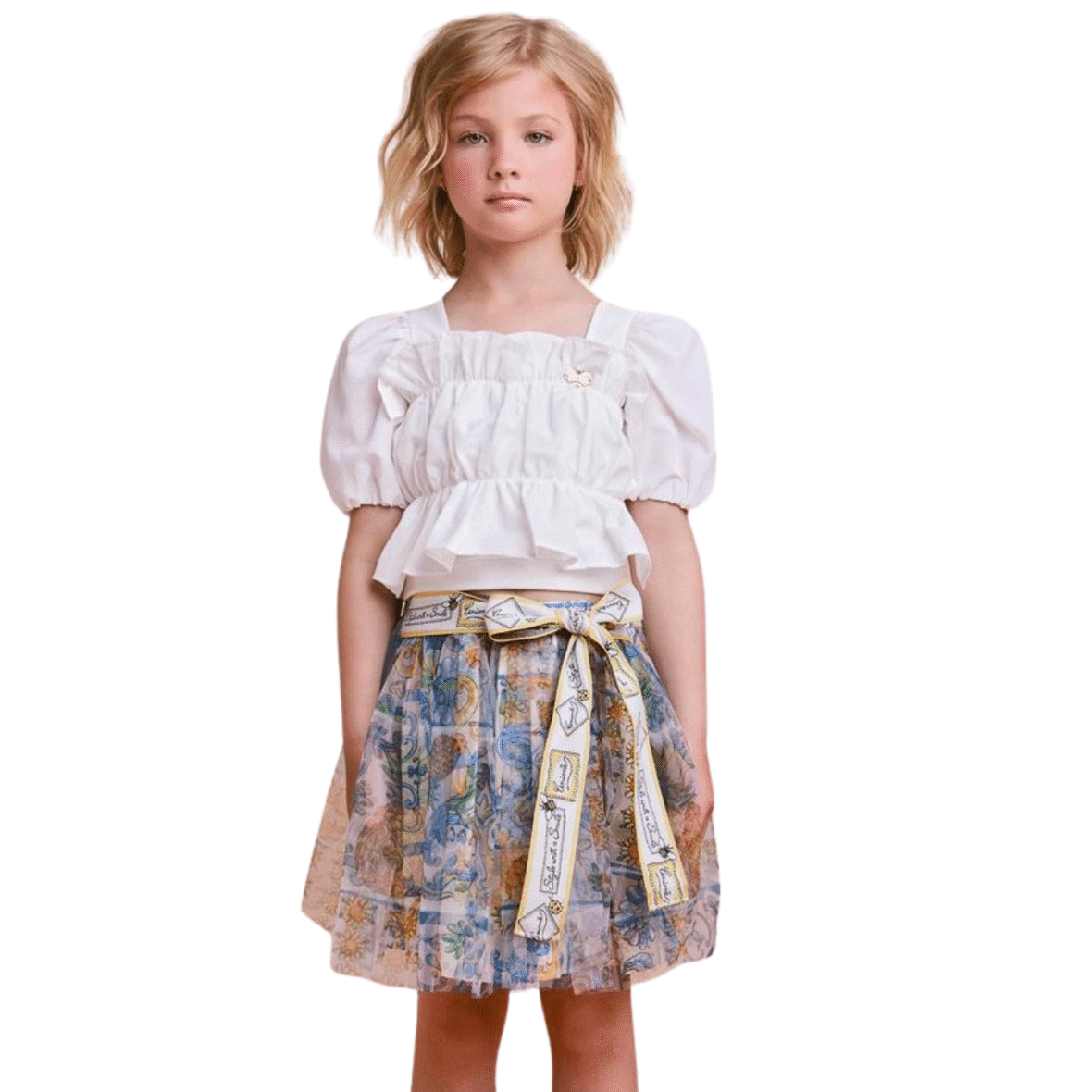 Conjunto Infantil de Tule com Babados Animê