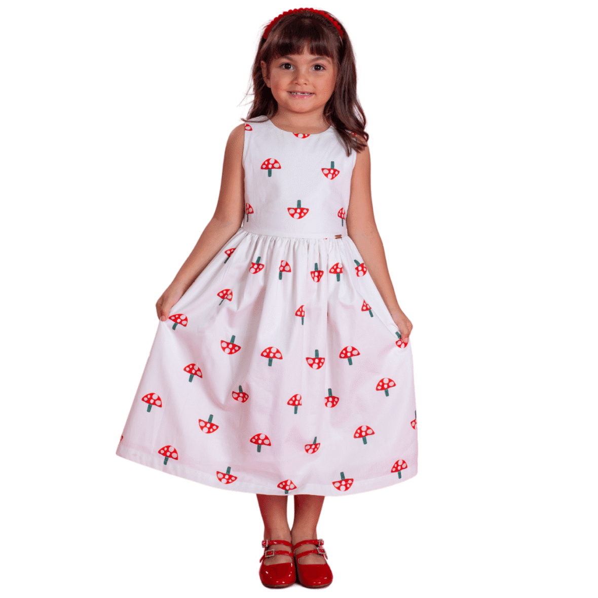 Vestido Infantil Cogumelo Fundo Off Precoce