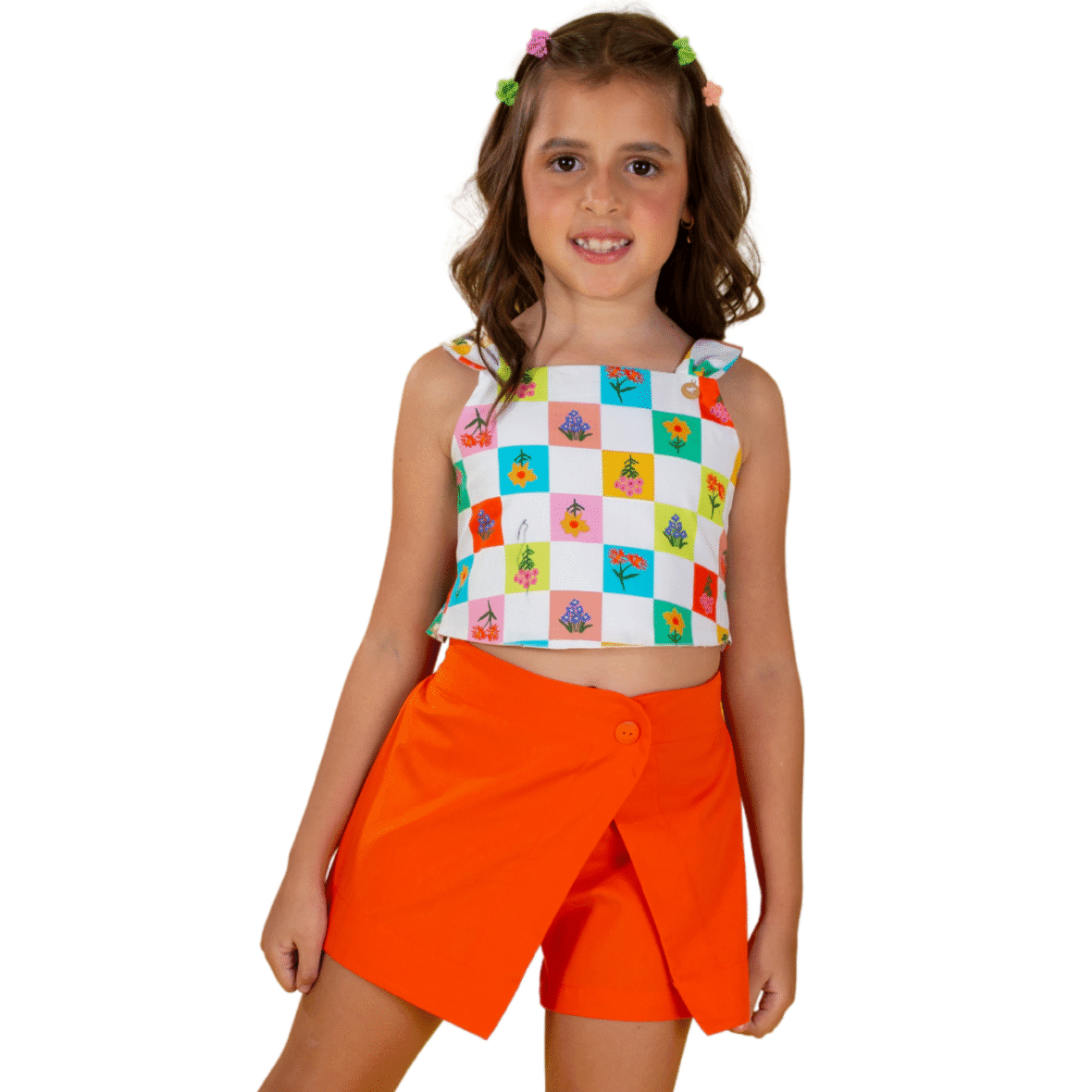 Conjunto Infantil Estampa Flores em Patchwork Precoce