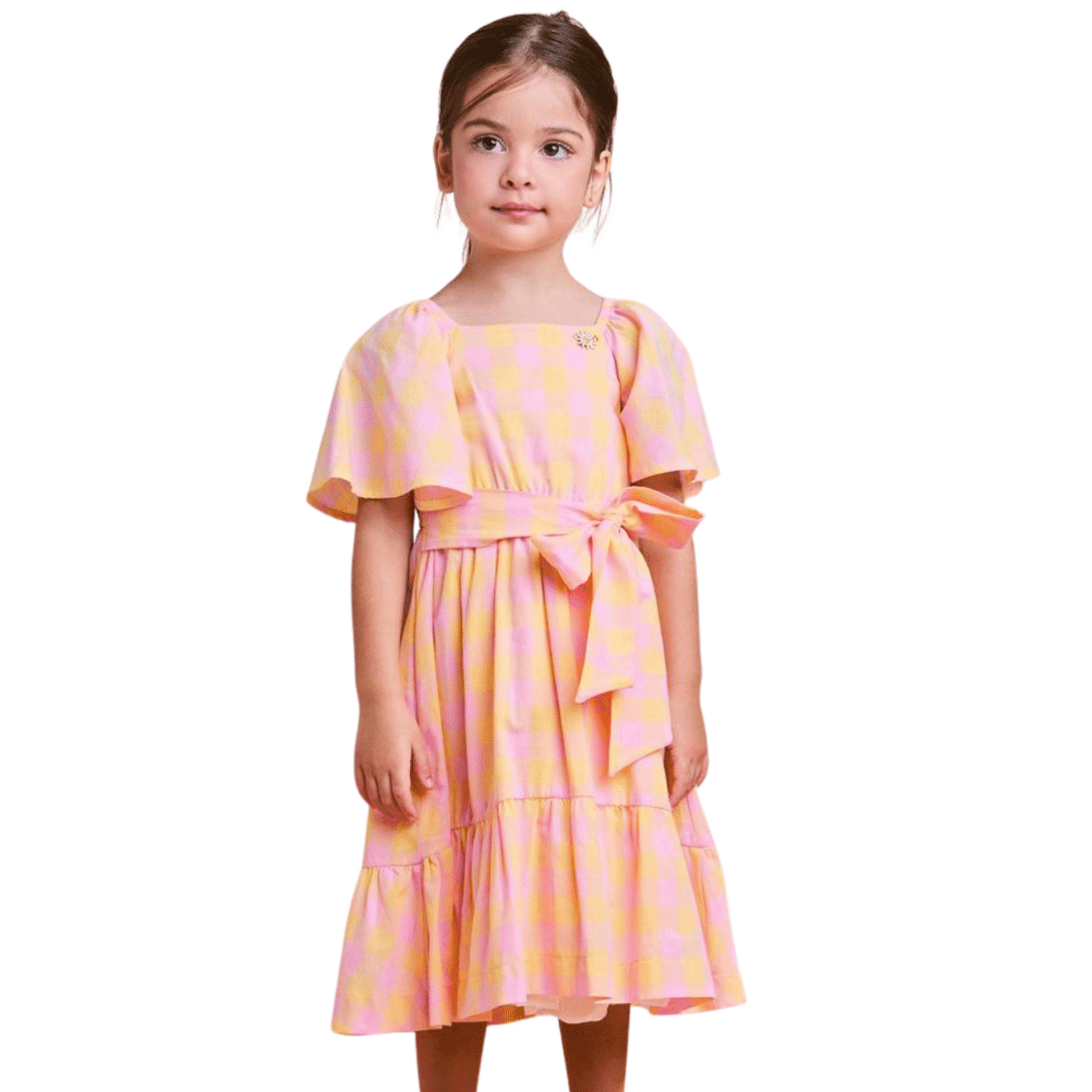Vestido Infantil Quadriculado Xadrez Animê