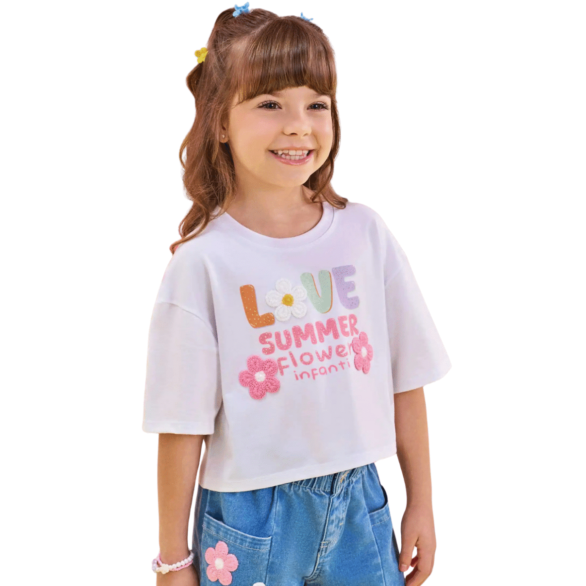 Blusa Infantil Love com Aplique em Crochê Infanti