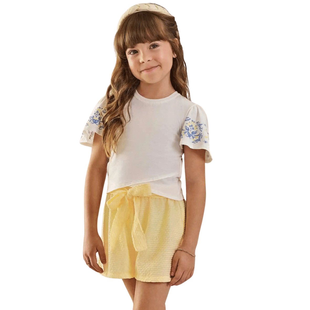 Conjunto Infantil Blusa e Short em Tecido Texturizado Infanti