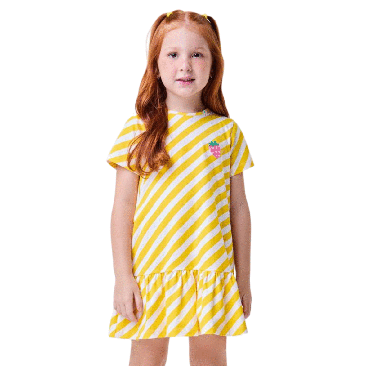 Vestido Infantil Listras Amarelo Bimbi