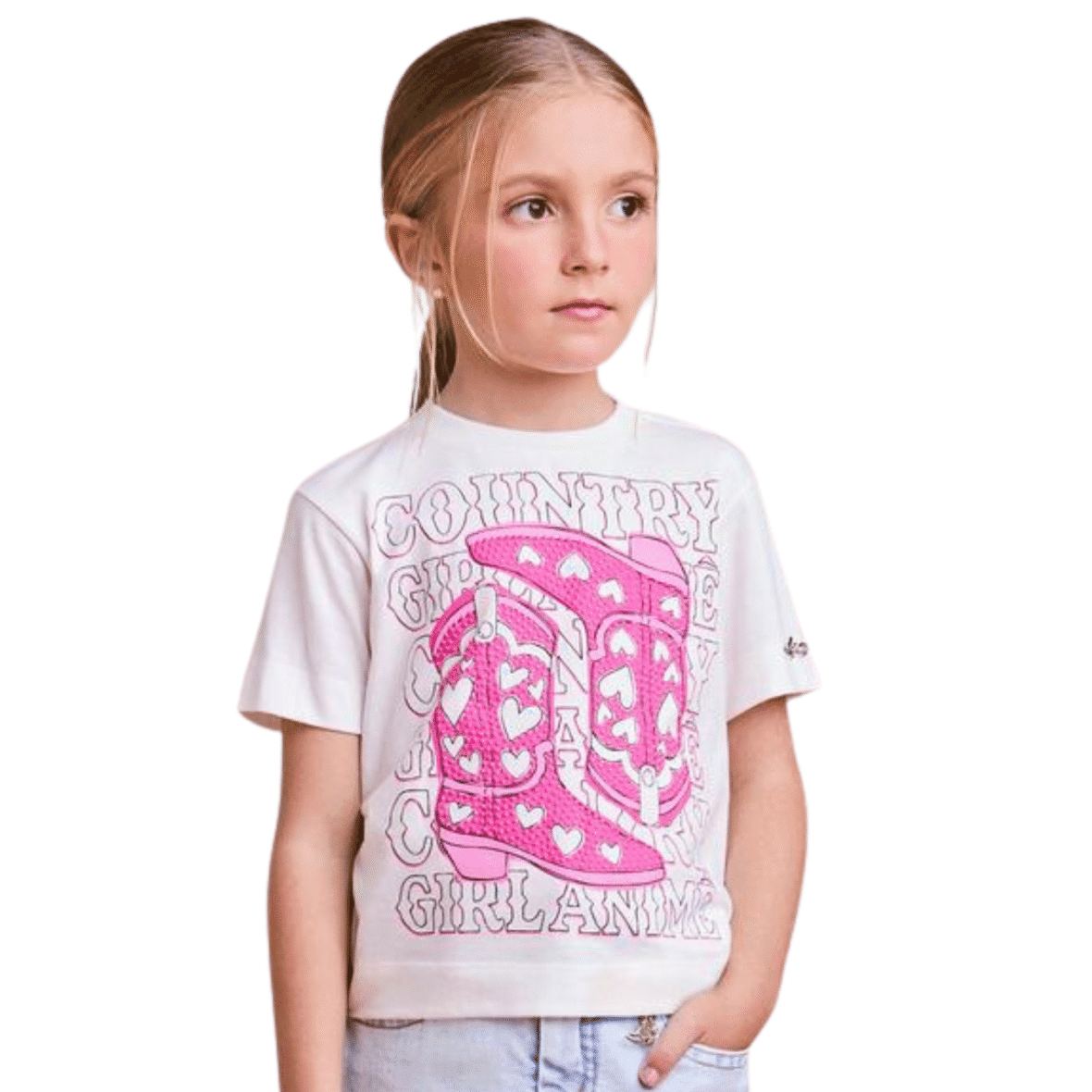 Blusa Infantil Estilo Country com Strass Animê