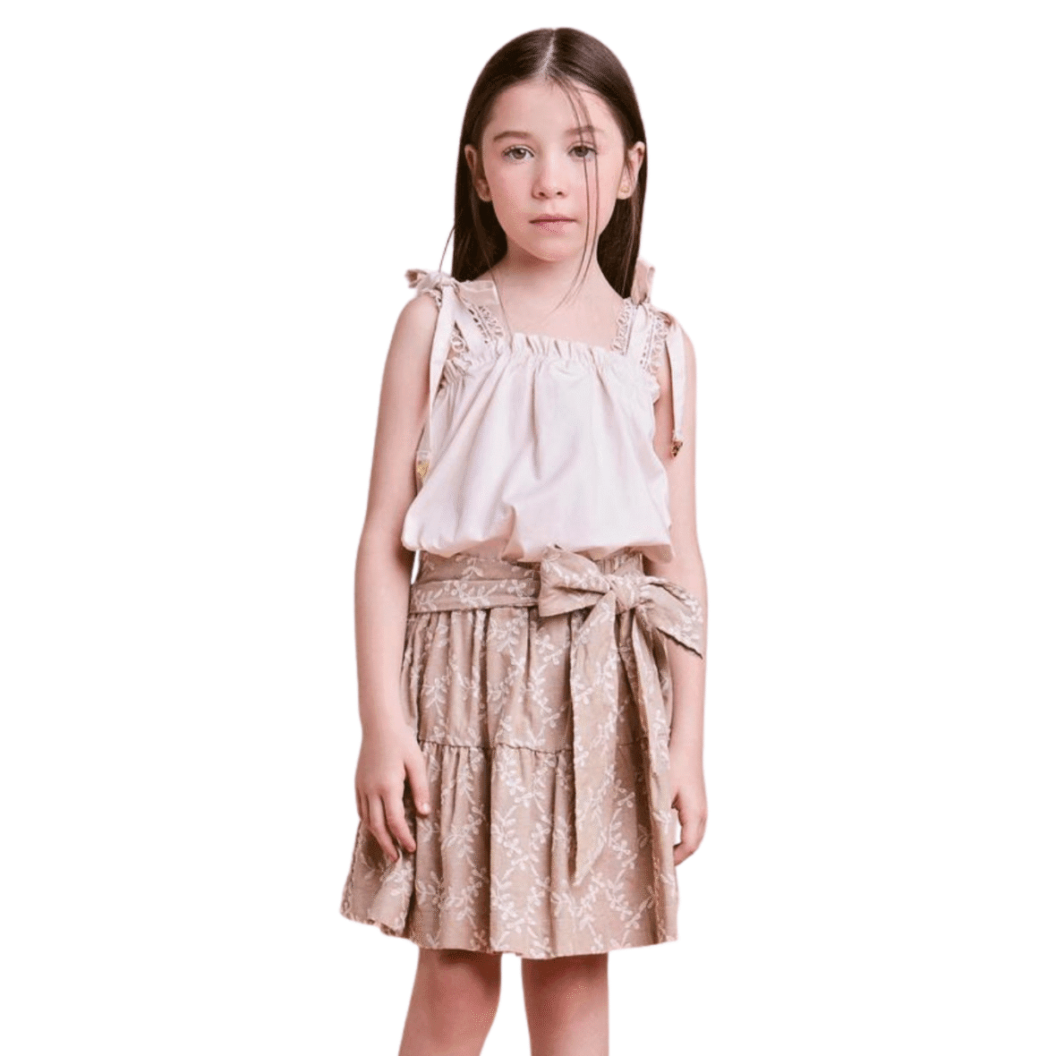 Conjunto Infantil de Laise Bege Animê