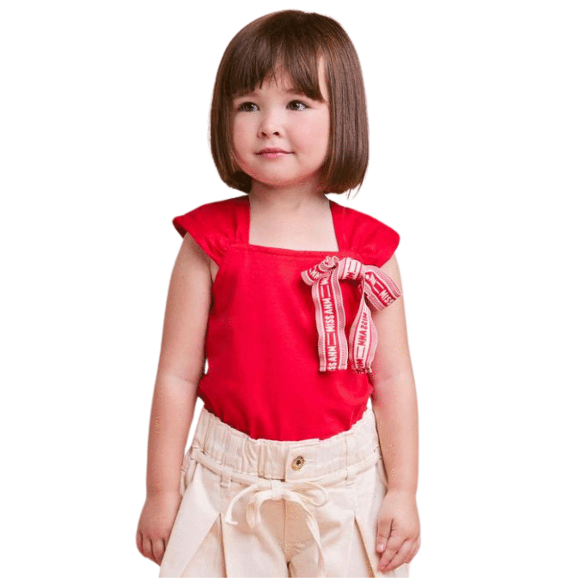 Blusa Infantil Vermelha com Laço Animê