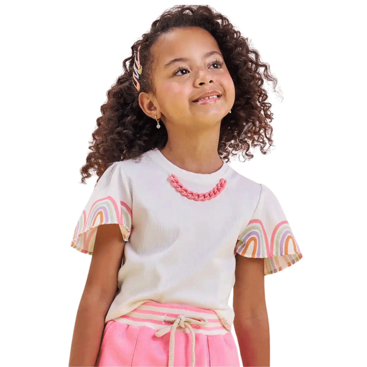 Blusa Infantil Boxy em Canelado e Visco Twill Infanti