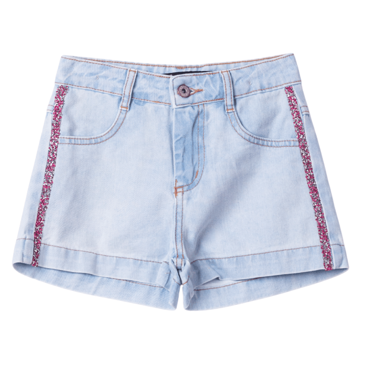 Short Jeans Infantil com Strass Animê