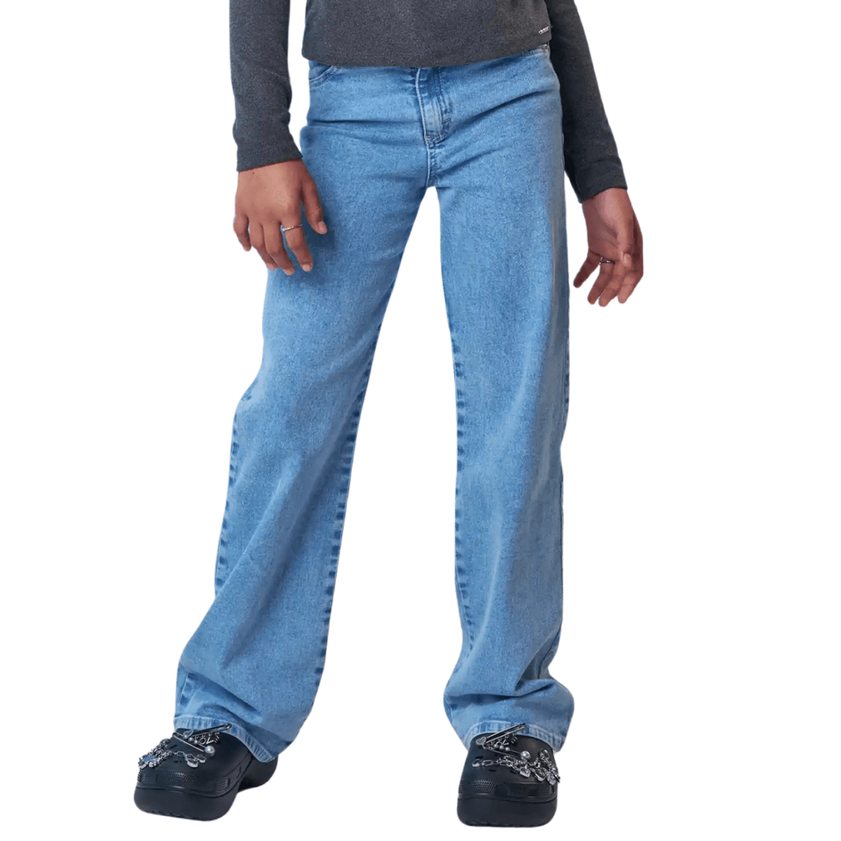 Calça Juvenil Wide Leg em Jeans com Elastano Vic&Vicky