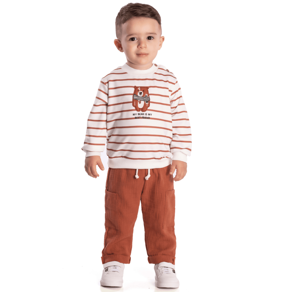 Conjunto Menino Listrado Urso Nini & Bambini