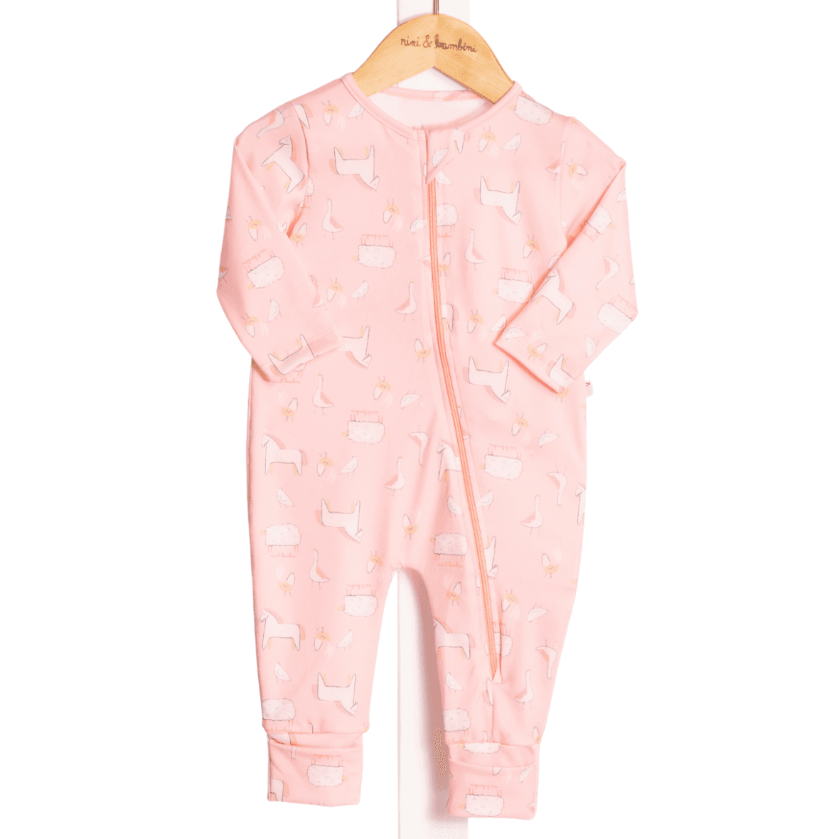 Macacão Bebê Menina Fazendinha Cor de Rosa Nini & Bambini