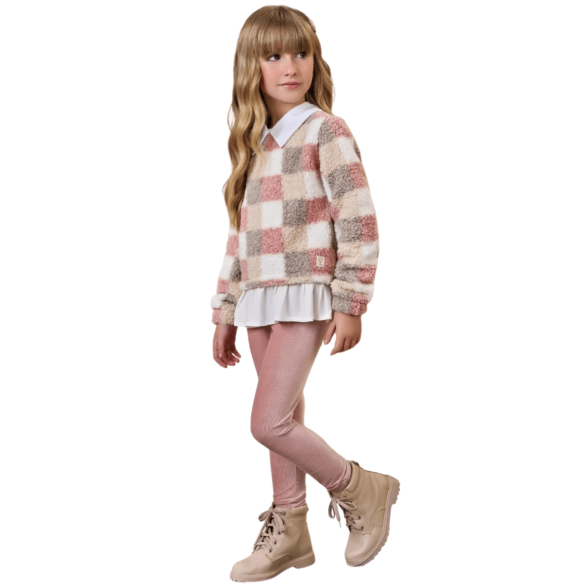 Conjunto Infantil Blusão em Pêlo e Calça Cotelê Infanti