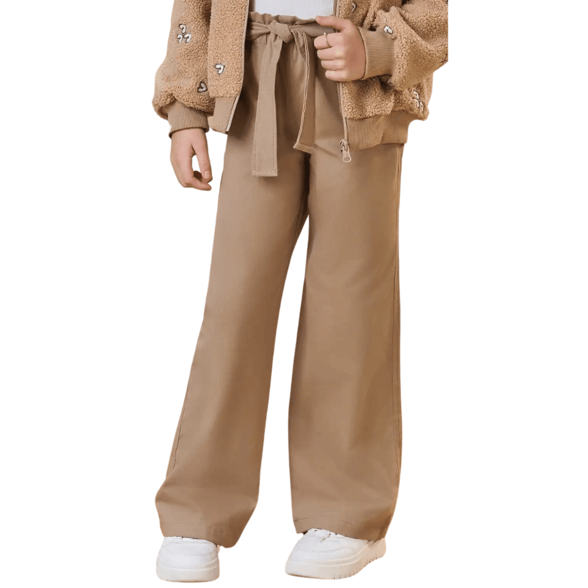 Calça Infantil Wide Leg em Sarja com Elastano Infanti