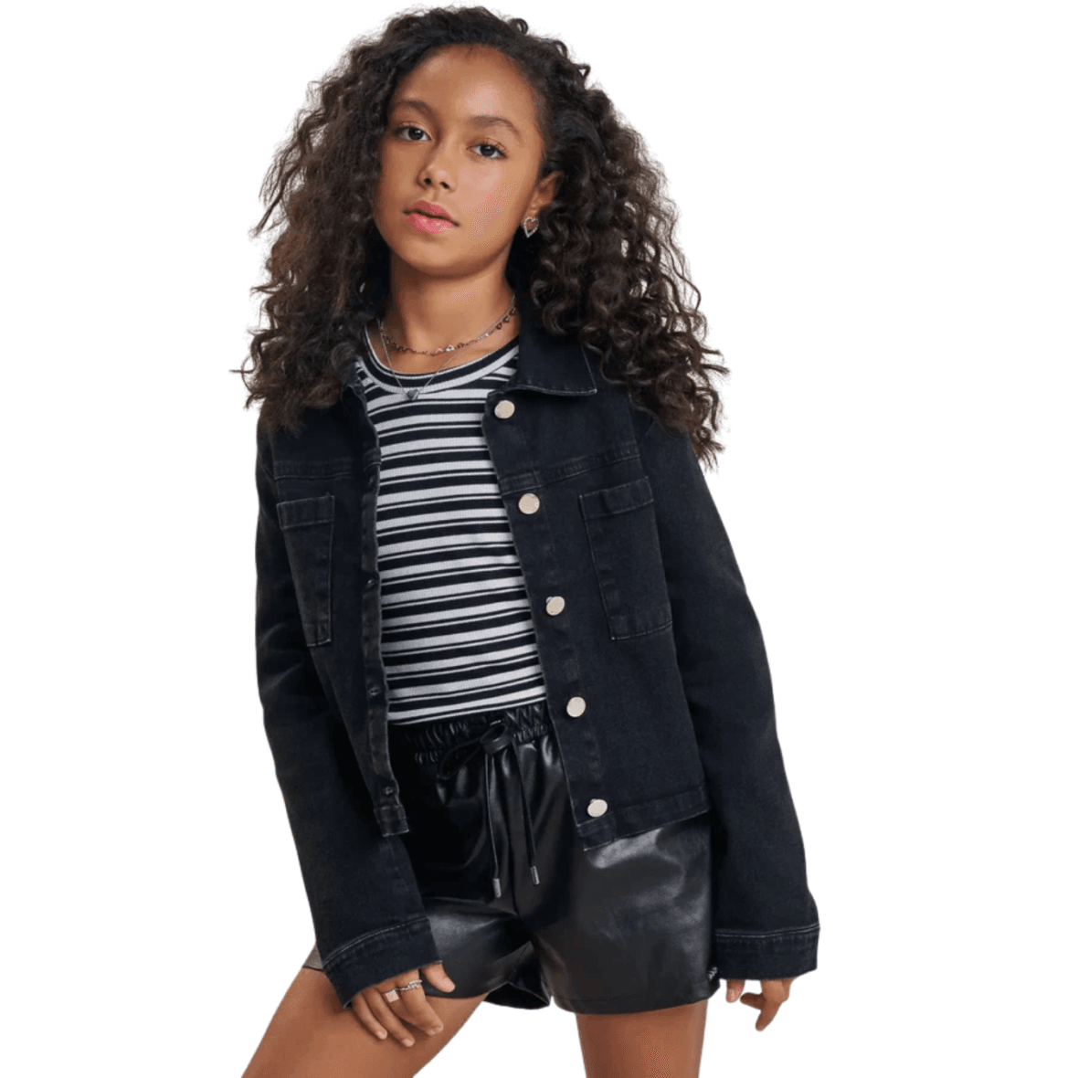 Jaqueta Juvenil Jeans Black com Elastano Vic&Vicky