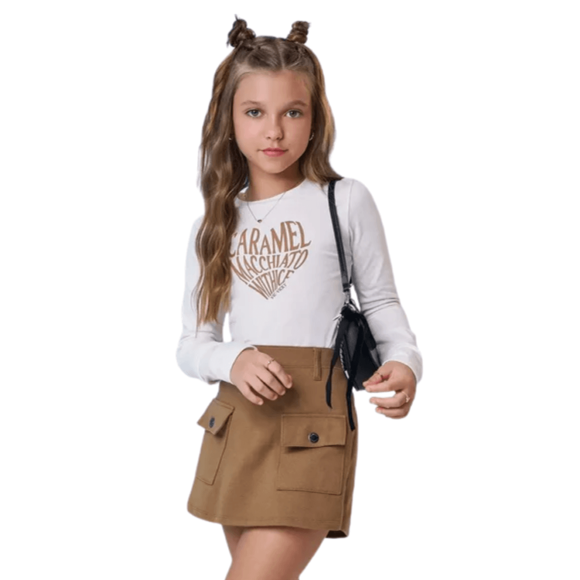 Conjunto Juvenil Blusa em Cotton e Short Saia Vic&Vicky