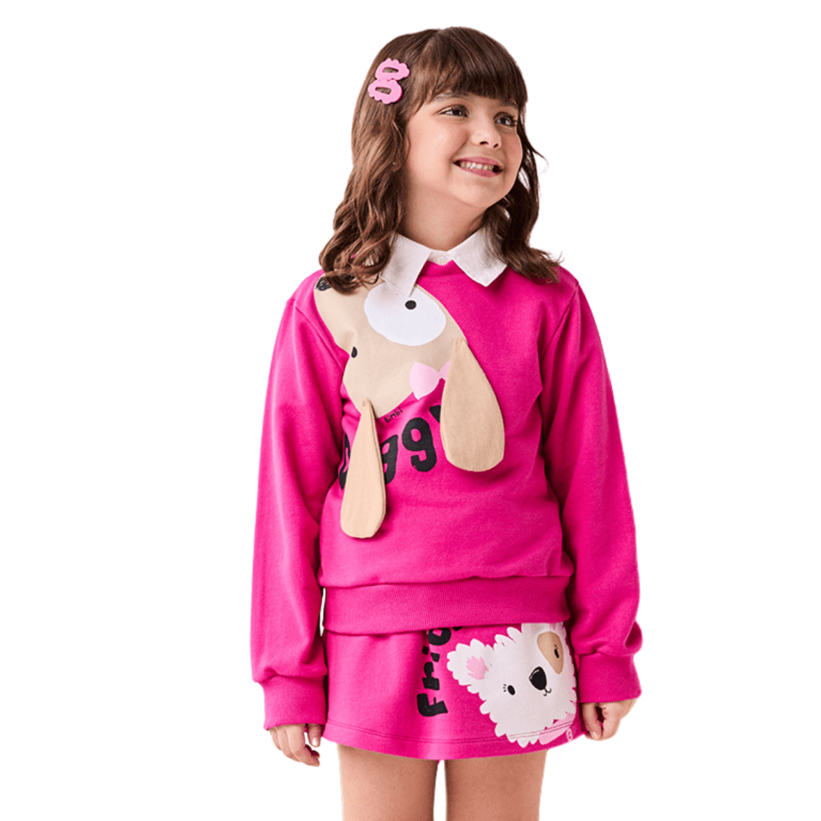 Conjunto Infantil Rosa com Orelhinhas Bimbi