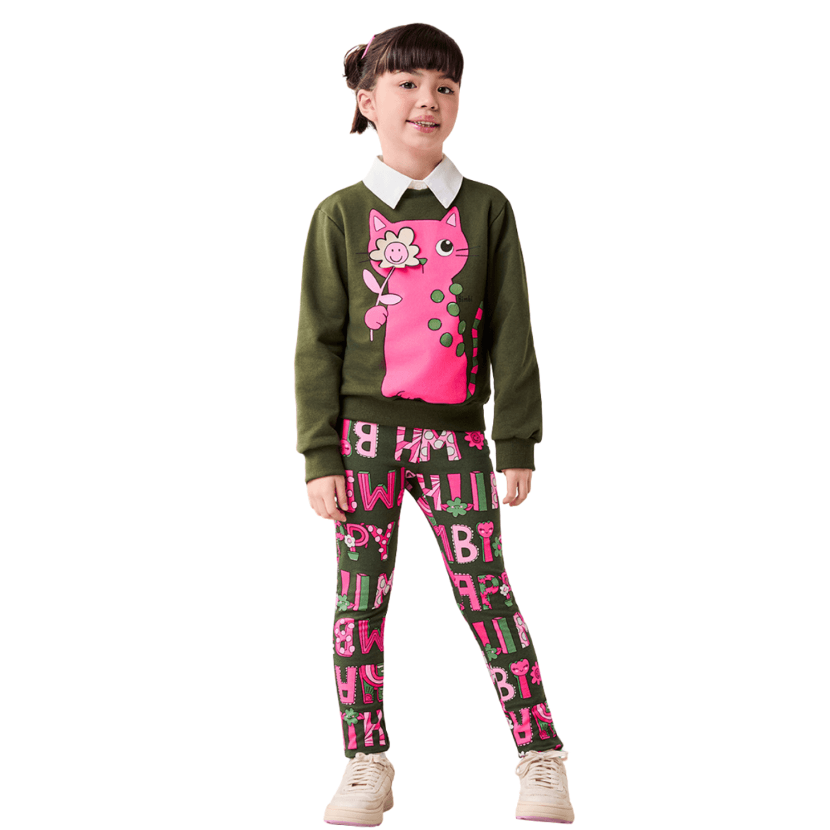 Conjunto Infantil Verde Oliva com Estampa 3D Bimbi