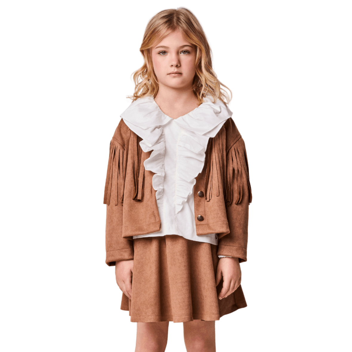 Jaqueta Infantil Cappuccino com Franjas Animê