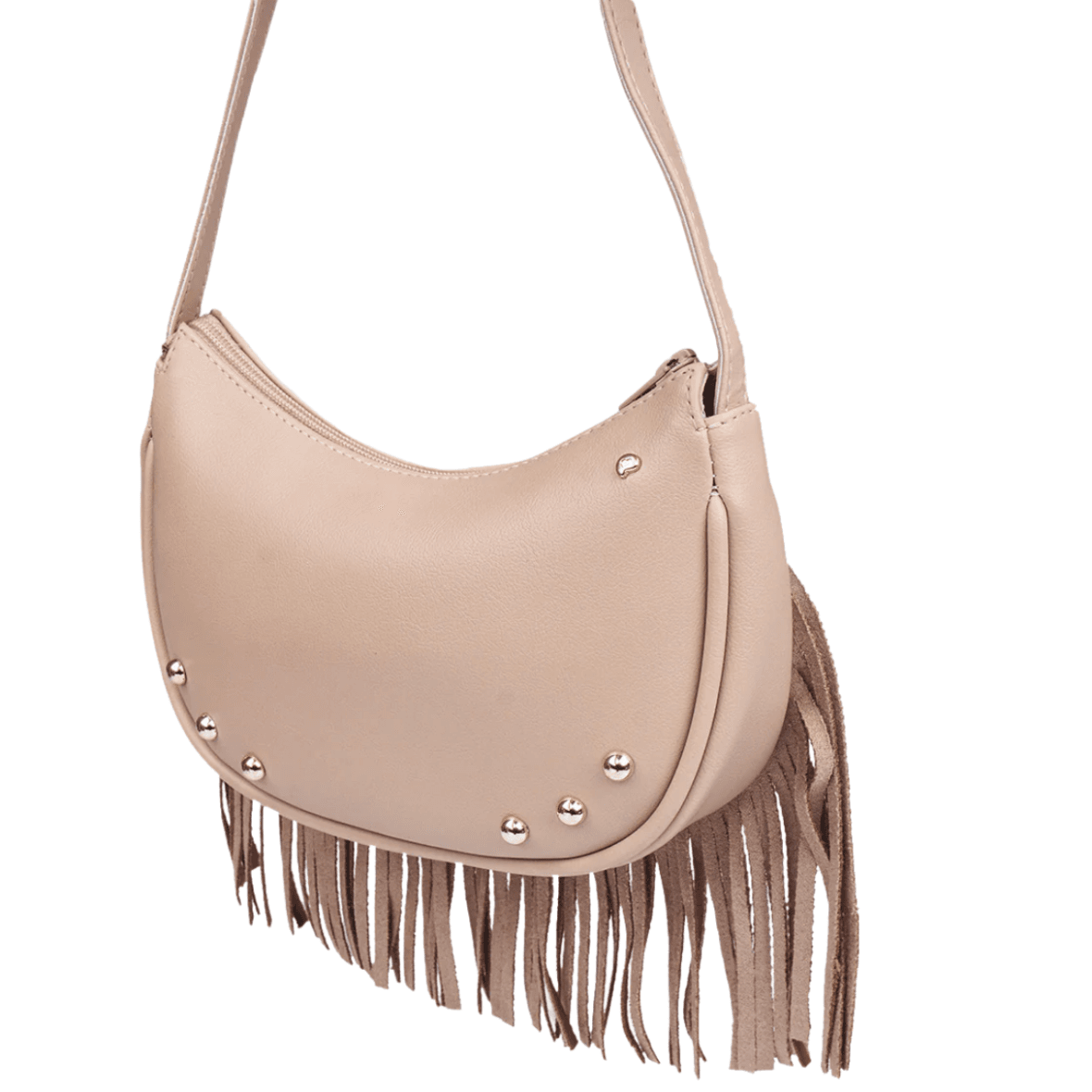 Bolsa Infantil Boho com Franja Bege Pampili