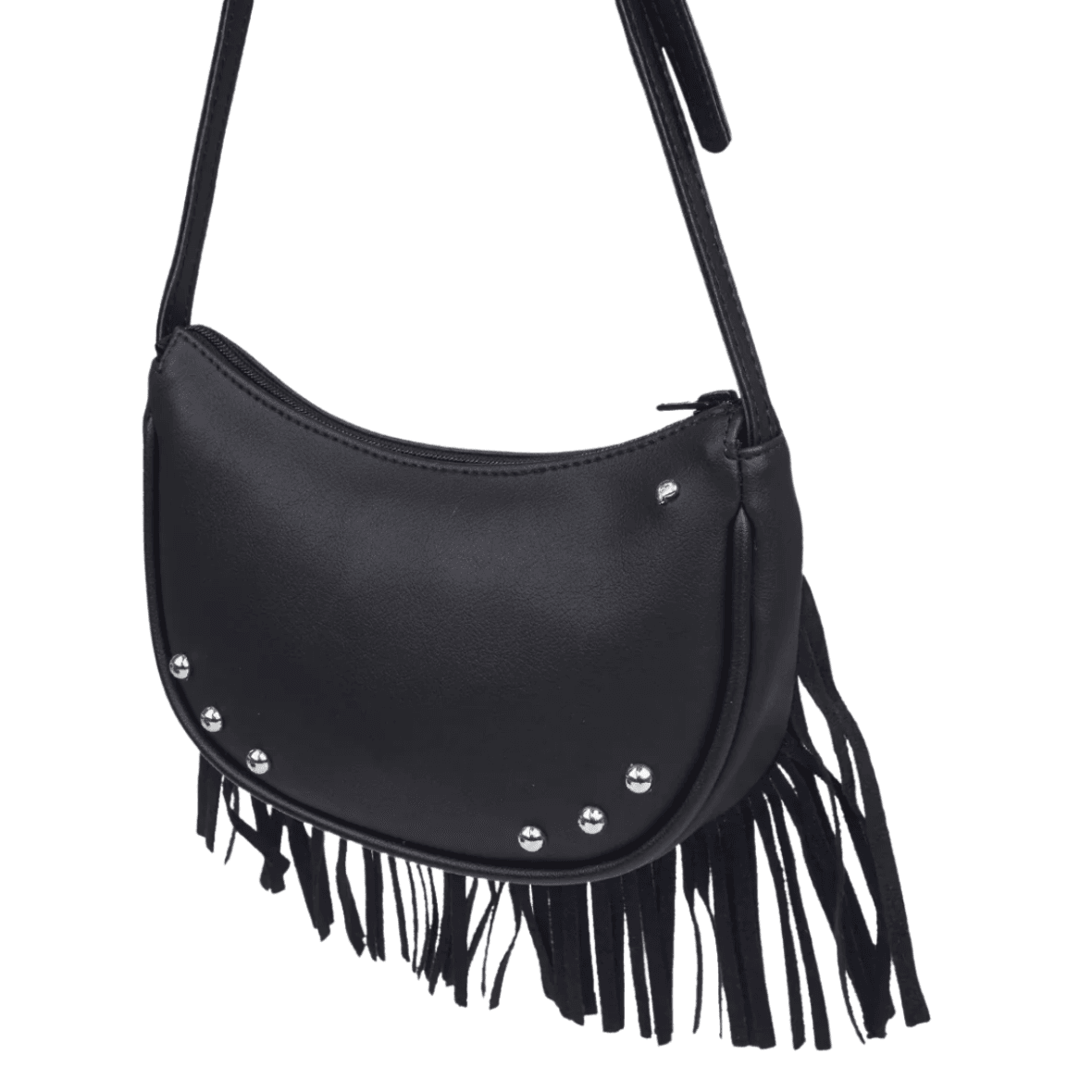 Bolsa Infantil Boho com Franja Preta Pampili