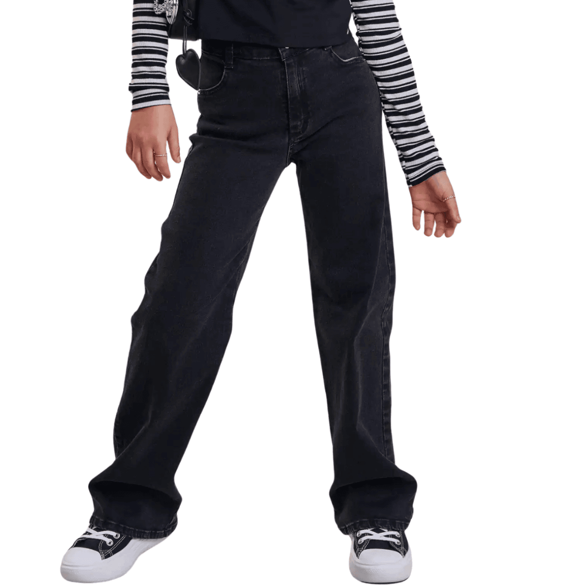 Calça Juvenil Wide em Jeans Black Vic&Vicky