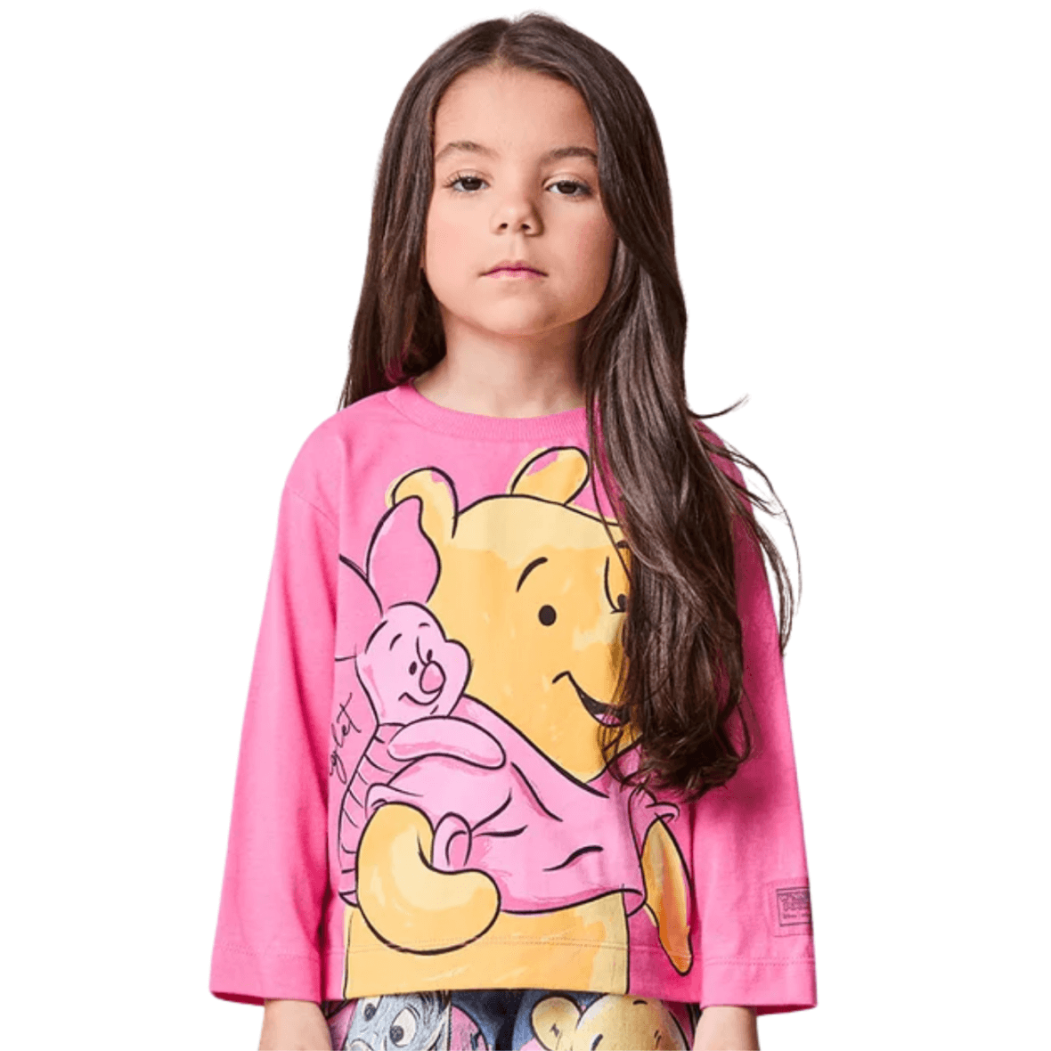 T-Shirt Infantil Manga Longa do Ursinho Pooh Animê