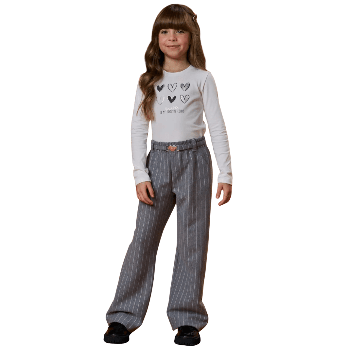 Conjunto Infantil Blusa em Cotton e Calça Listrada Infanti