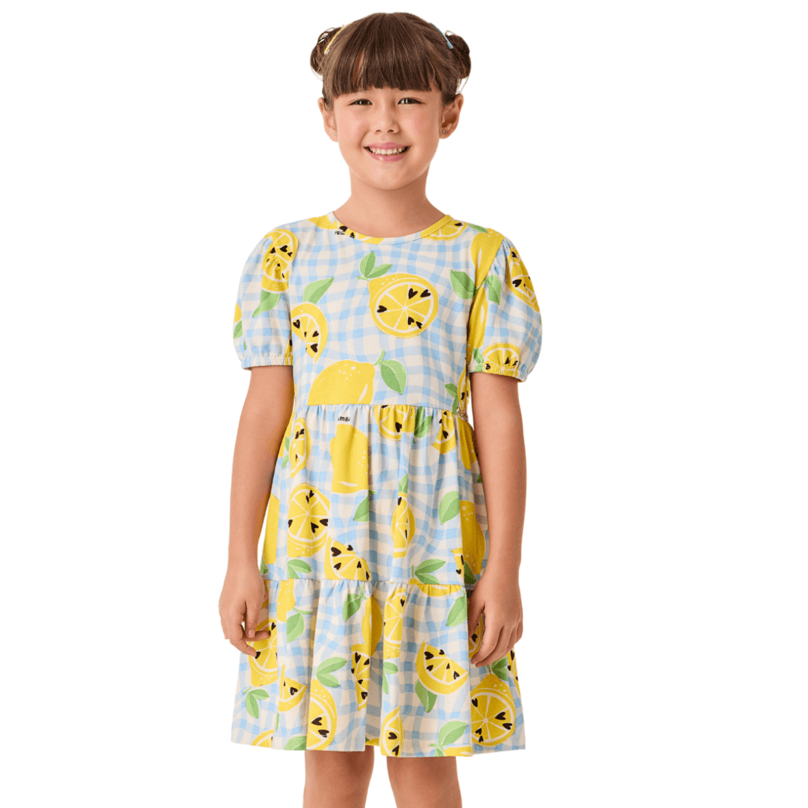 Vestido Infantil Limões Xadrez Bimbi