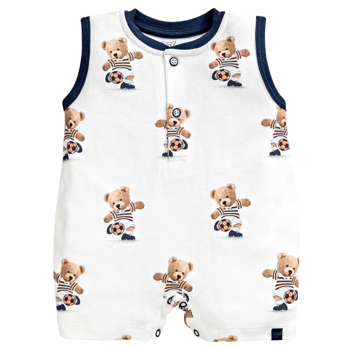 Macacão Curto Bebê Menino Ursinho Anjos Baby