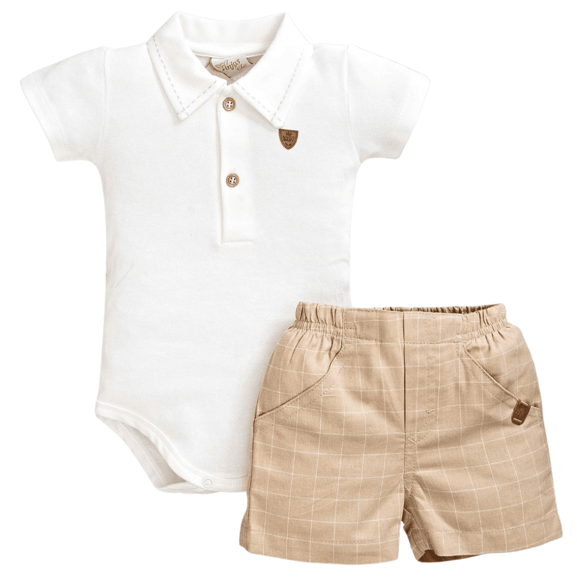 Conjunto Body Polo e Short Anjos Baby