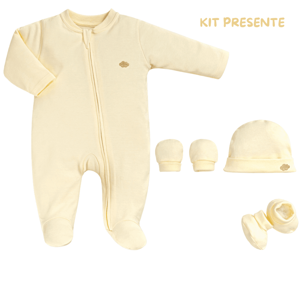 Kit Bebê 4 Peças Unissex Amarelo Anjos Baby