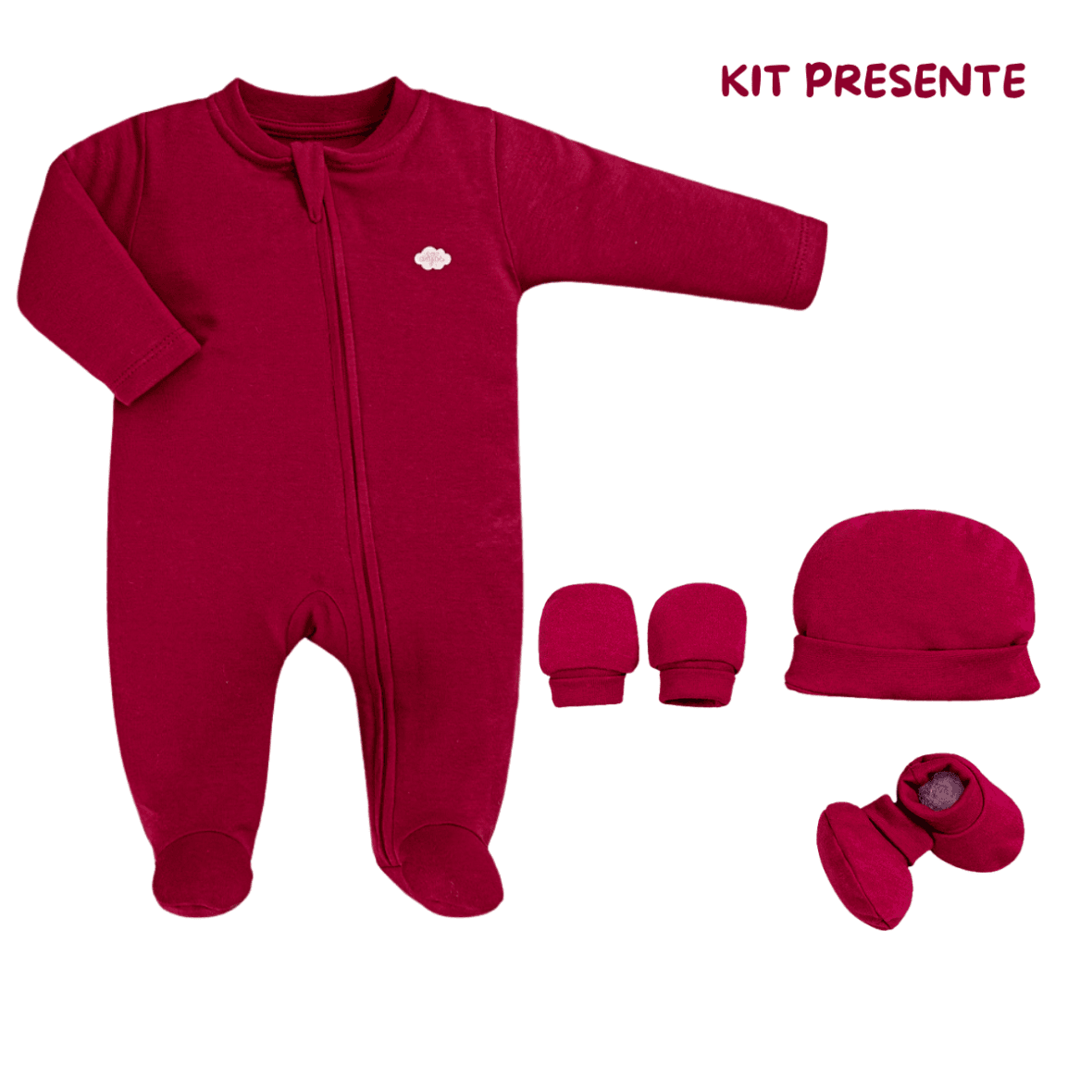 Kit Bebê 4 Peças Unissex Vermelho Anjos Baby