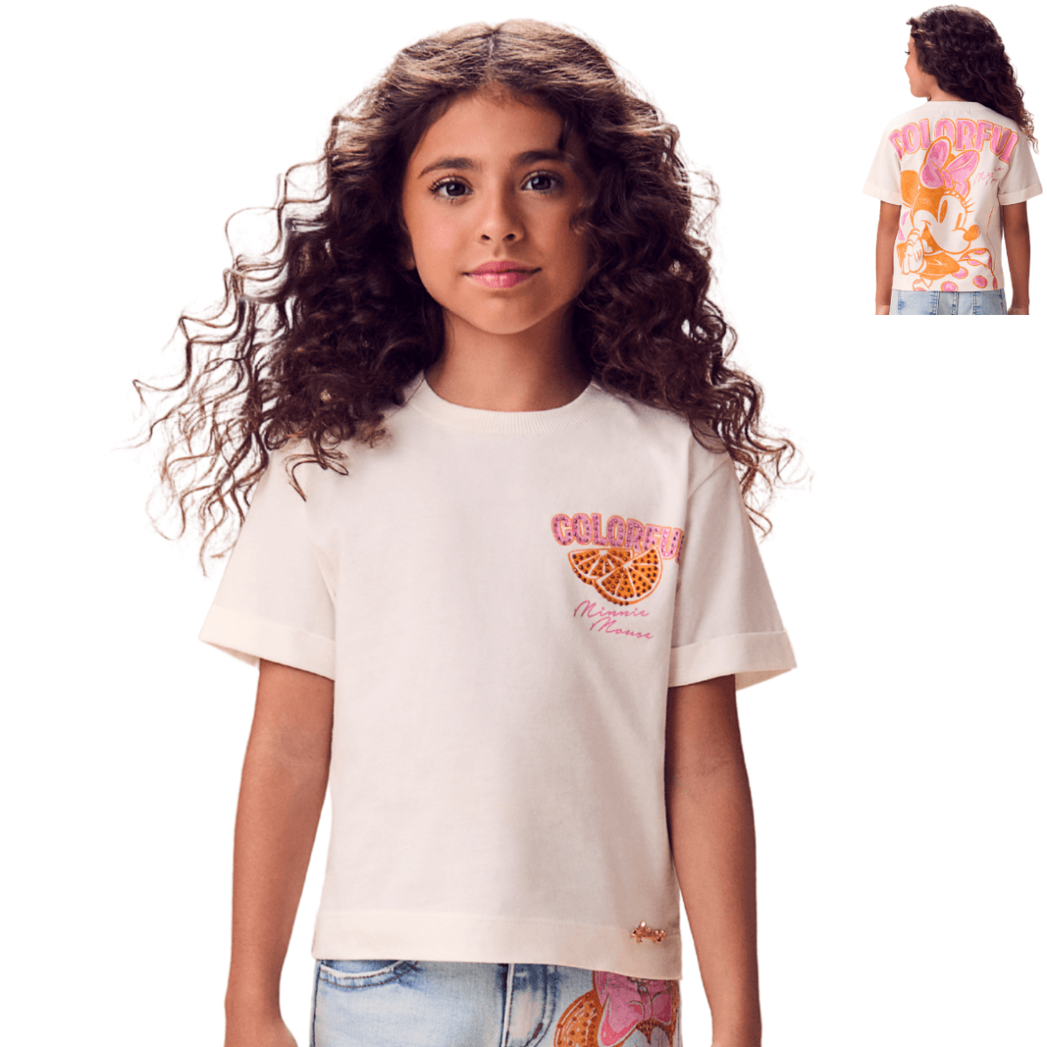 Blusa Infantil Disney Minnie Mouse com Strass Animê