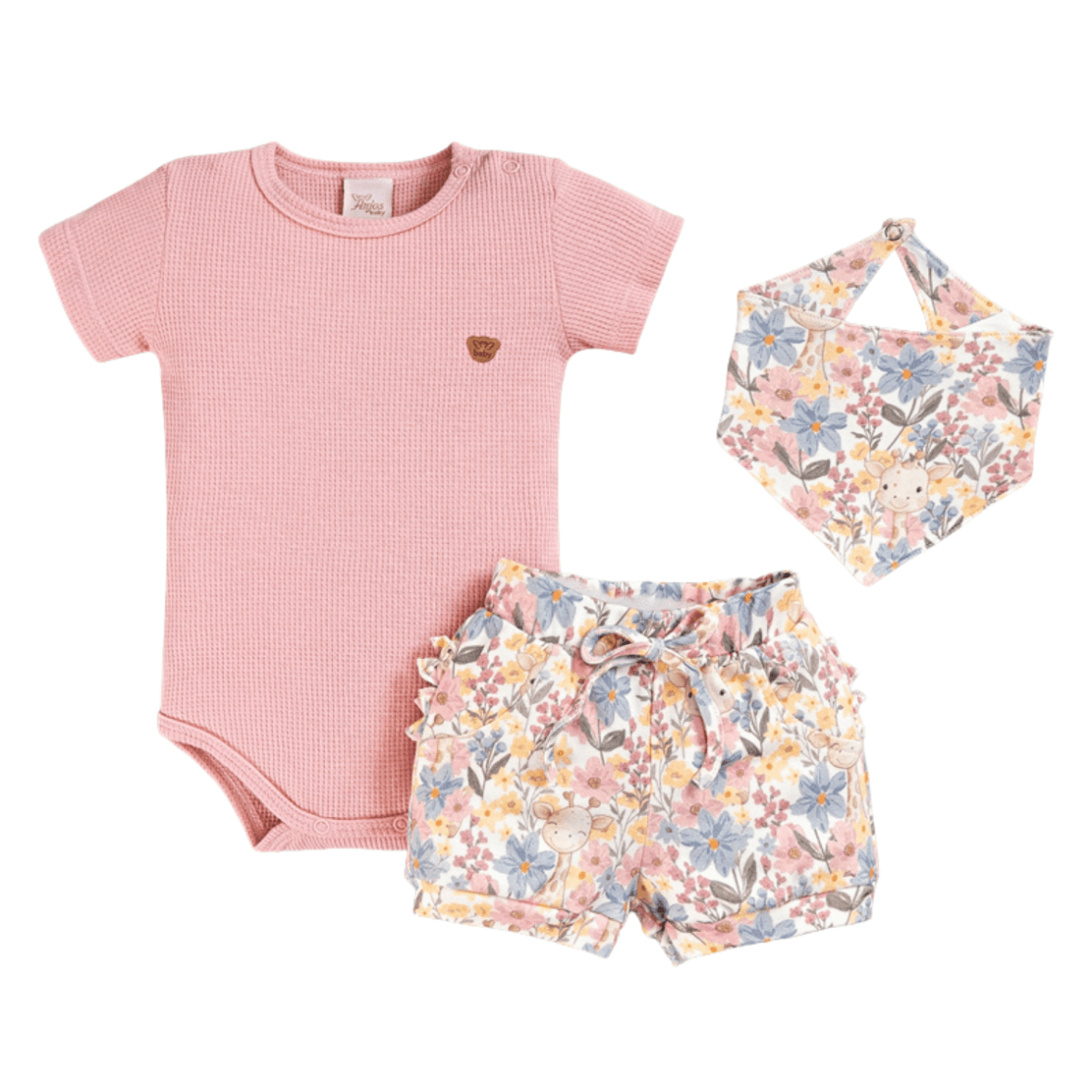 Conjunto Bebê Menina com Babador Anjos Baby