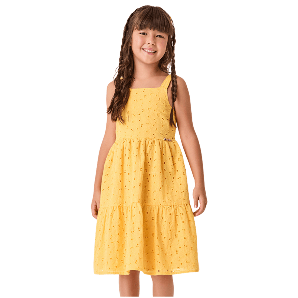 Vestido Infantil de Laise Amarelo Bimbi