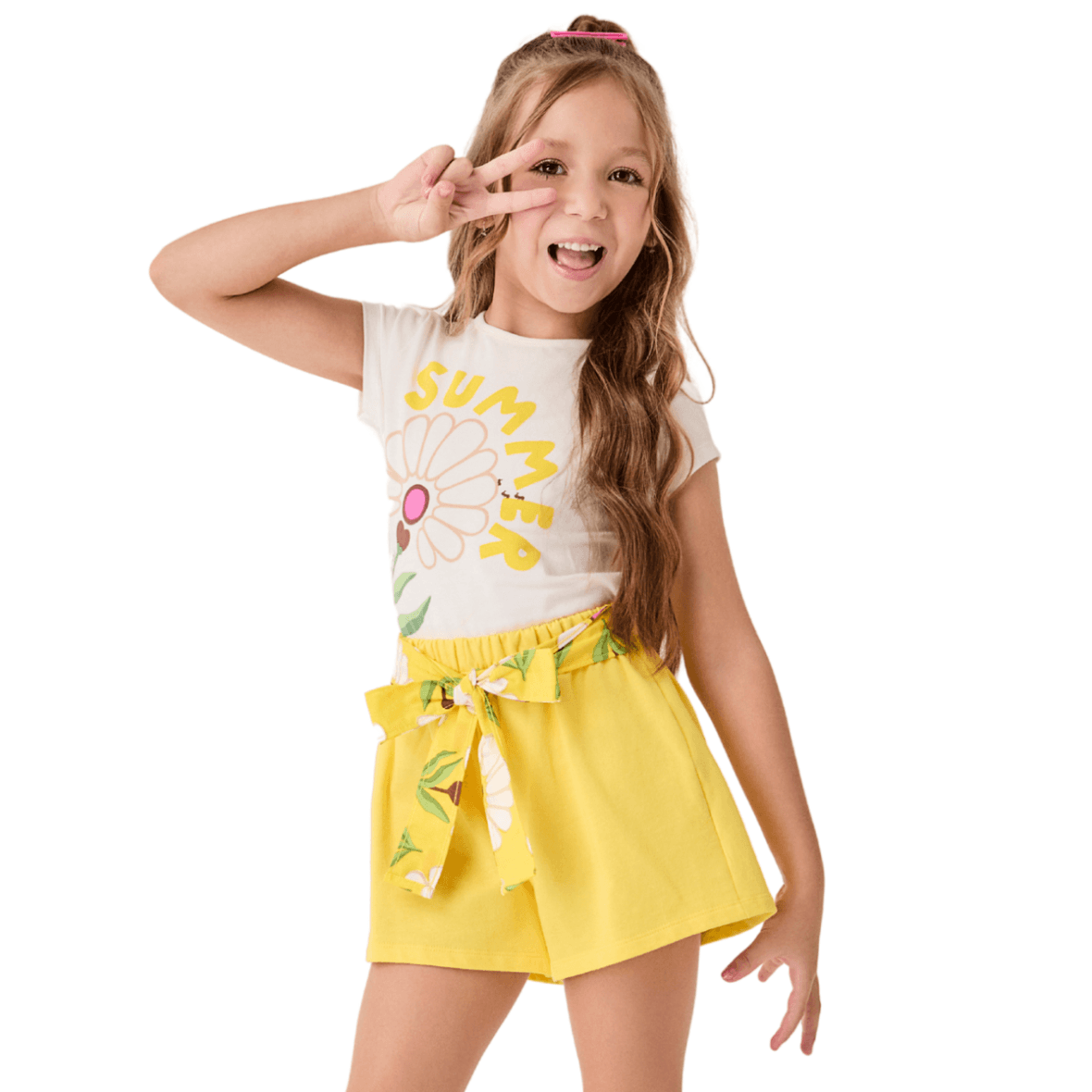 Conjunto Infantil Summer com Flores Retrô Bimbi