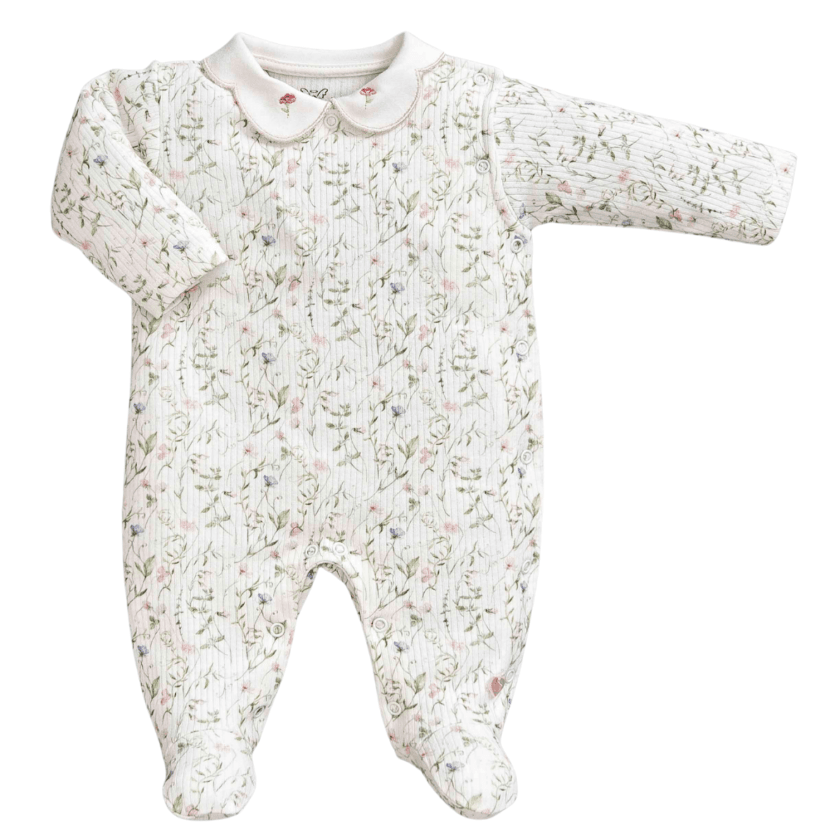 Macacão Longo Bebê Menina Floral Anjos Baby