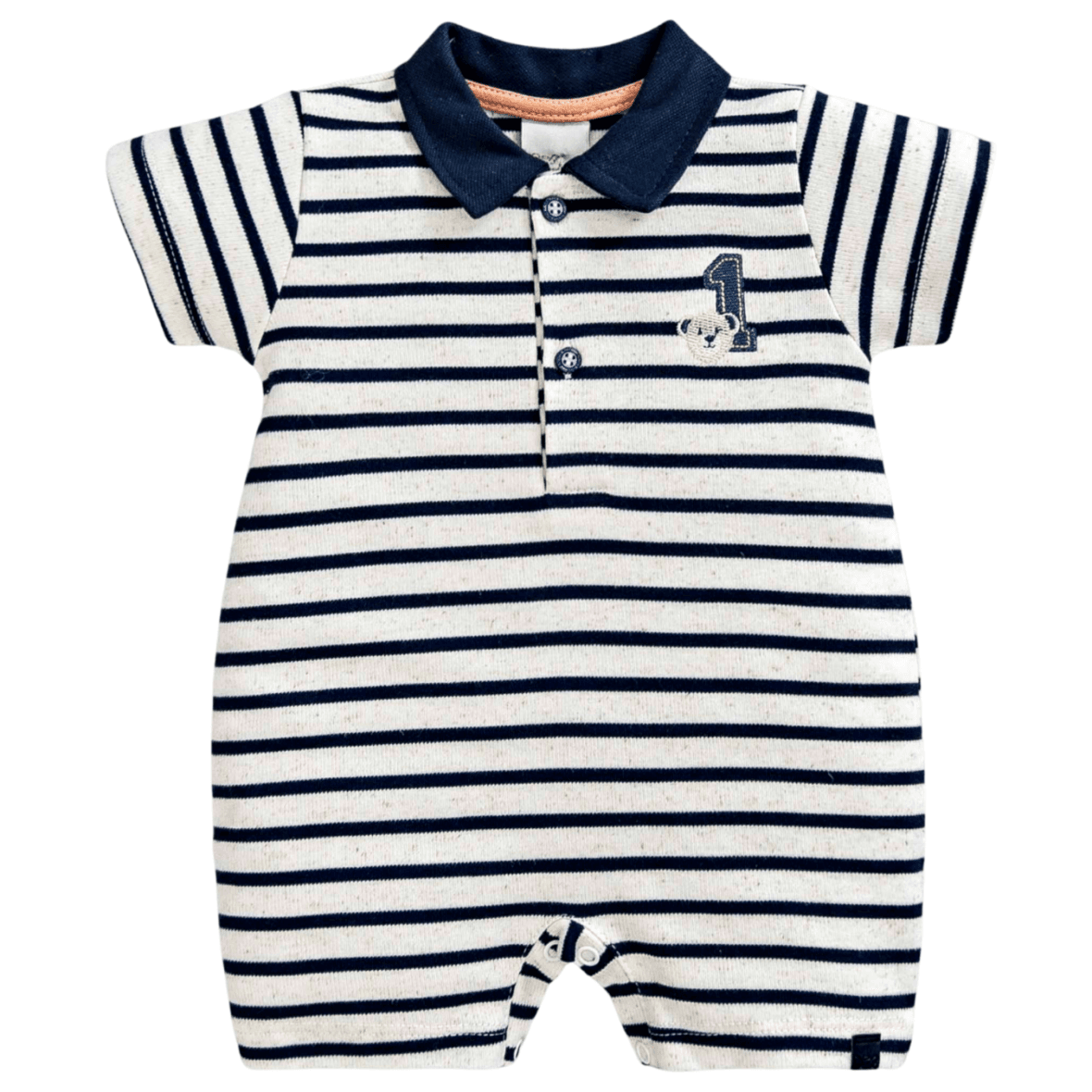 Macacão Curto Bebê Menino Listrado Anjos Baby