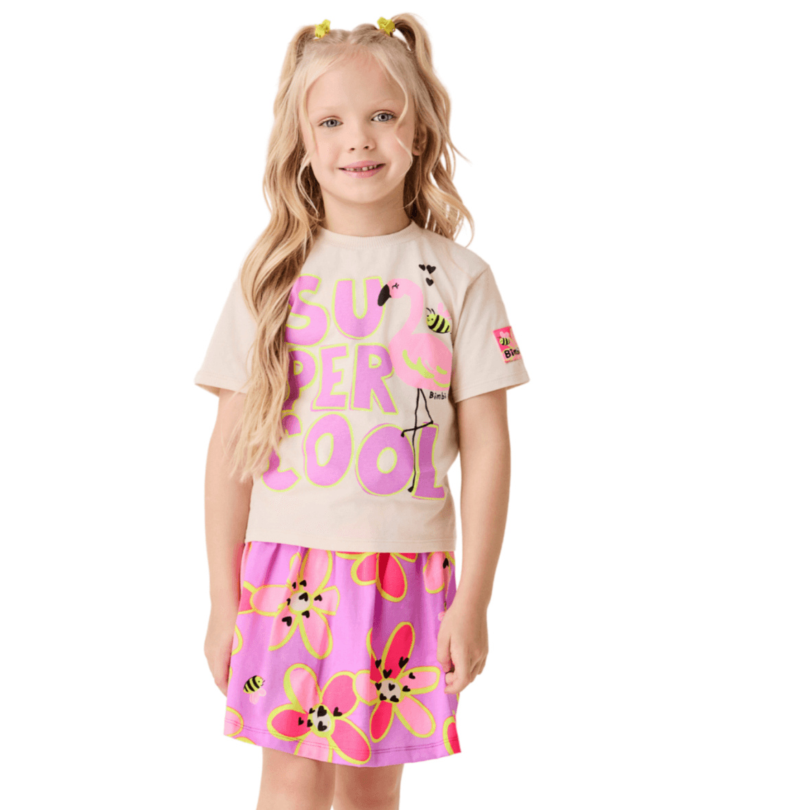 Conjunto Infantil T-Shirt e Saia Floral Bimbi