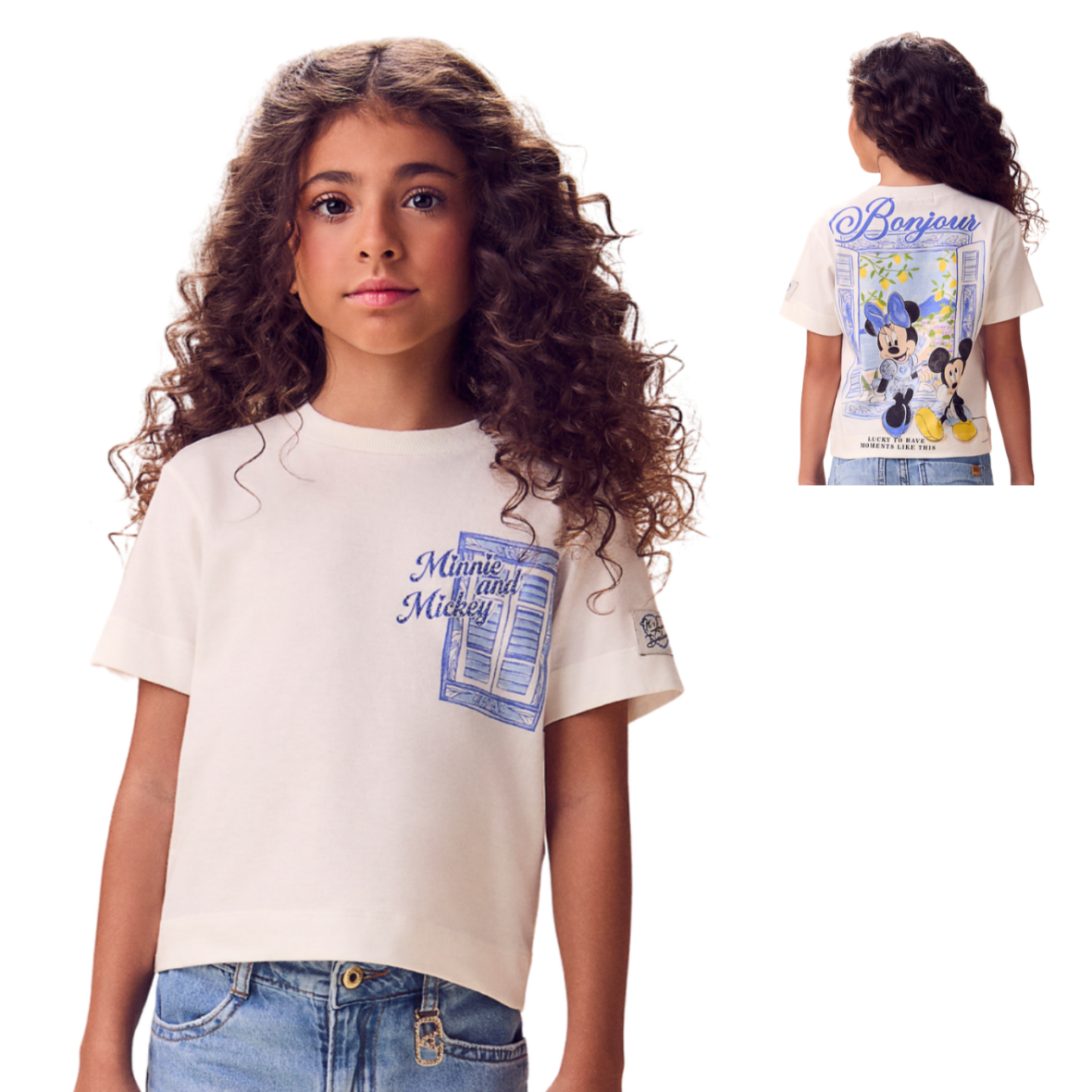 Blusa Infantil Disney Mickey e Minnie Aquarela Animê