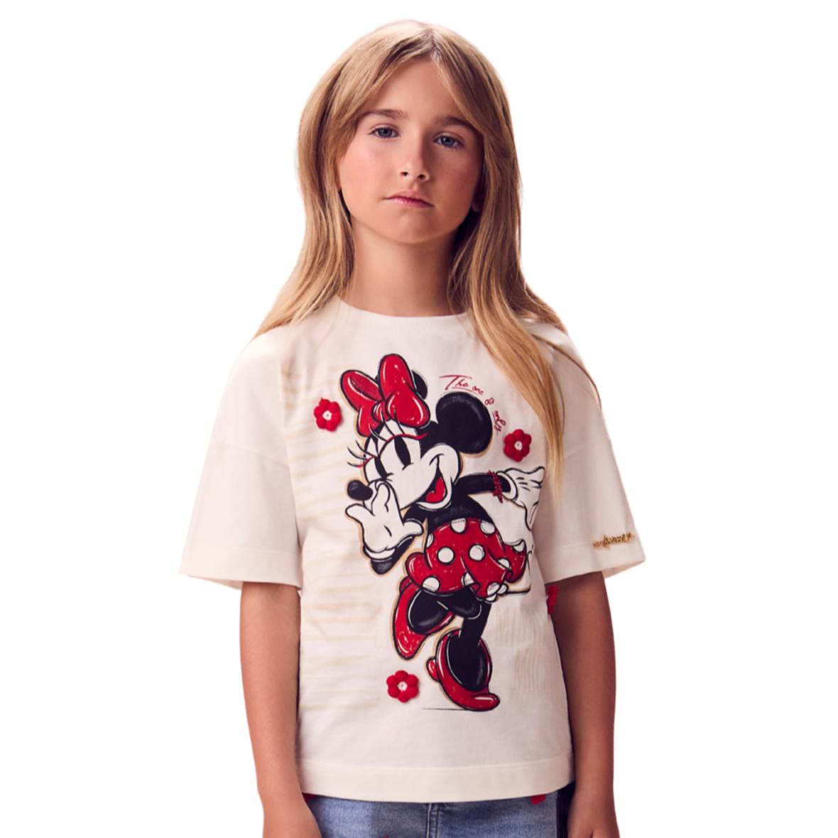 Blusa Infantil Disney Minnie com Flores de Crochê Animê