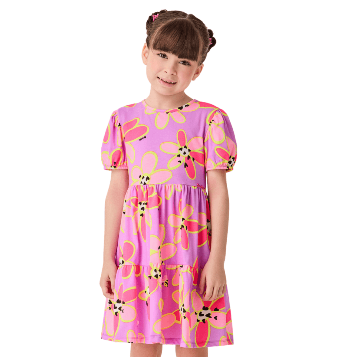 Vestido Infantil Lilás com Flores Bimbi