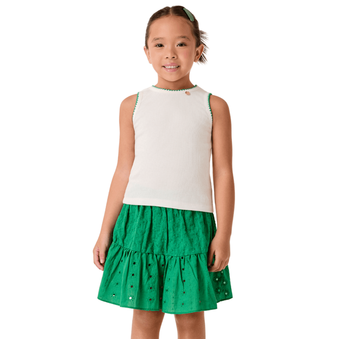 Conjunto Infantil Regata e Saia Laise Verde Bimbi