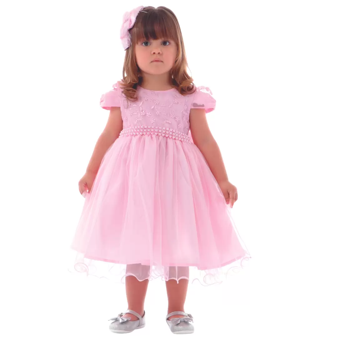 Vestido de Festa Infantil Tule e Renda Cattai