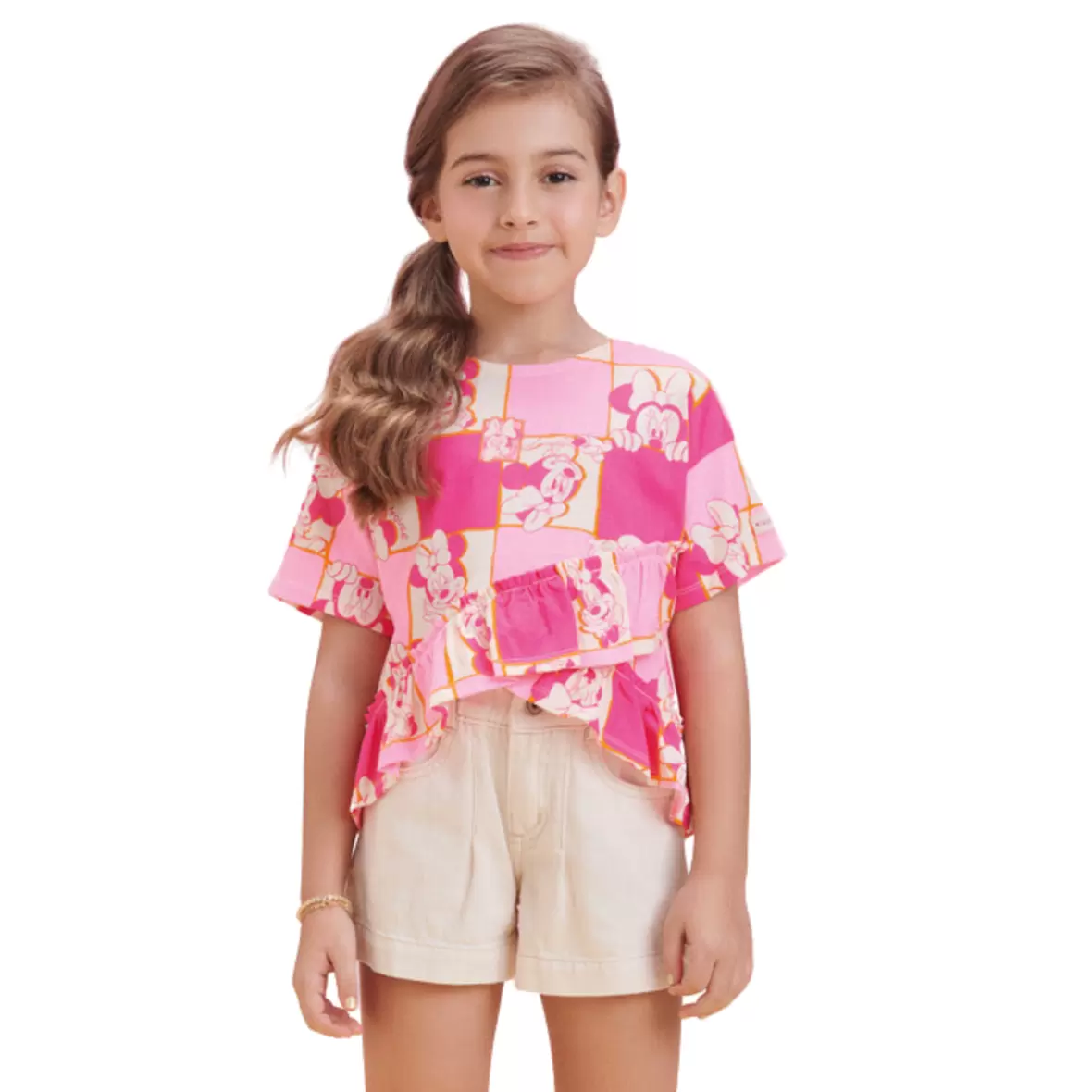 Blusa Infantil Minnie Mouse Rosa Pink Animê